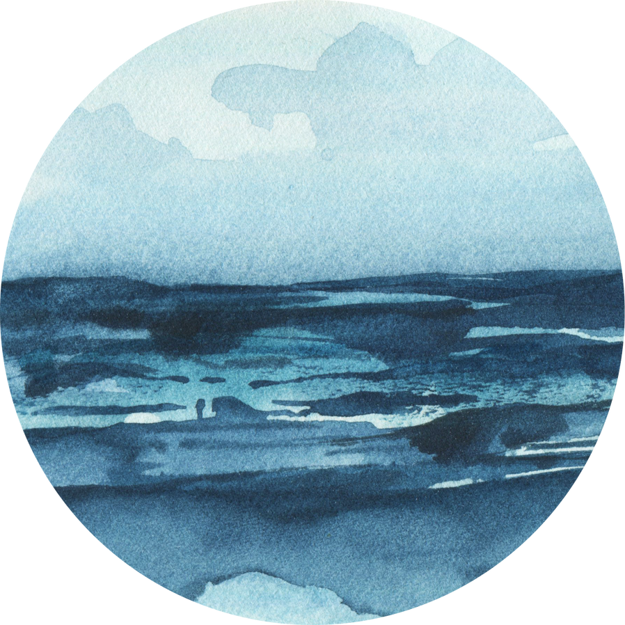 Watercolor sea clipart. Ocean view.